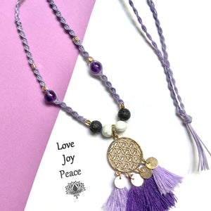 紫水晶生命之花手織頸鏈 - Joyster