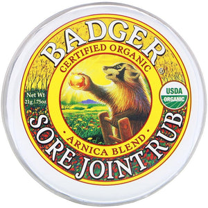 Badger 有機關節疼痛舒緩膏 - 山金車混合配方 · Badger Organic Sore Joint Rub - Arnica Blend (21g) - Joyster